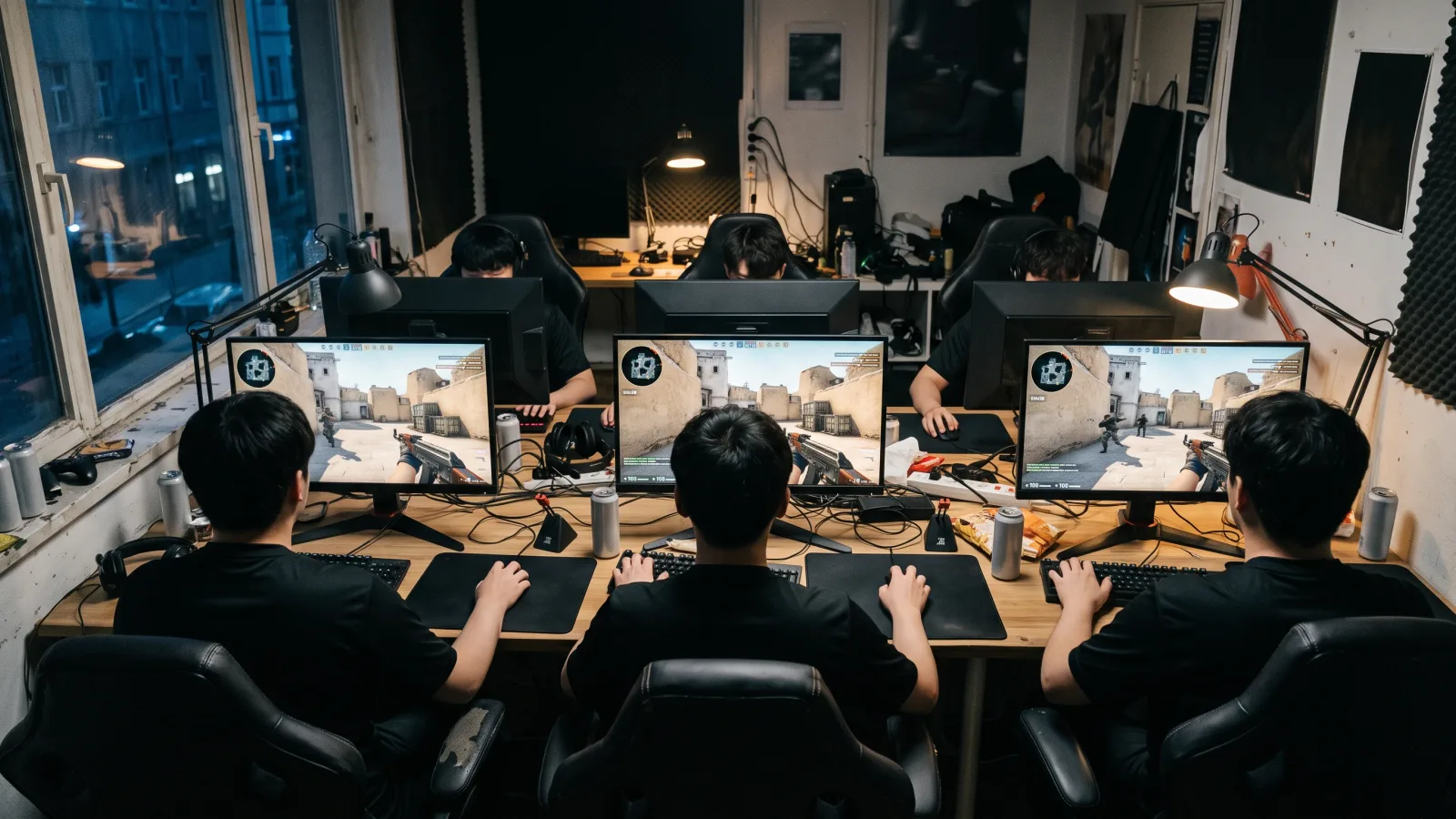 Тесная буткемп-комната: команда тренируется в CS2 перед первым LAN Brollan в HEROIC