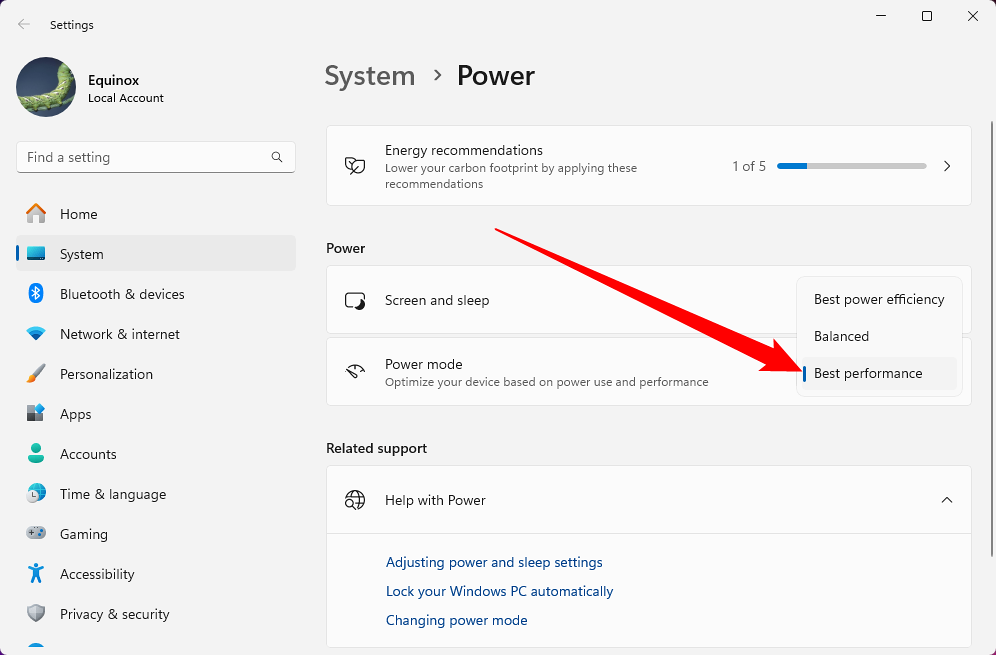 Windows Power Settings Best Performance